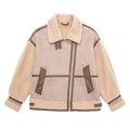 Jacket Women's Relaxed Fit with Asymmetrical Zip and Shearling Details | L&S - 2 - London-stylehouse.com