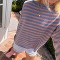 Striped Women's Oversized Pullover with Relaxed Fit | L&S - 7 - London-stylehouse.com