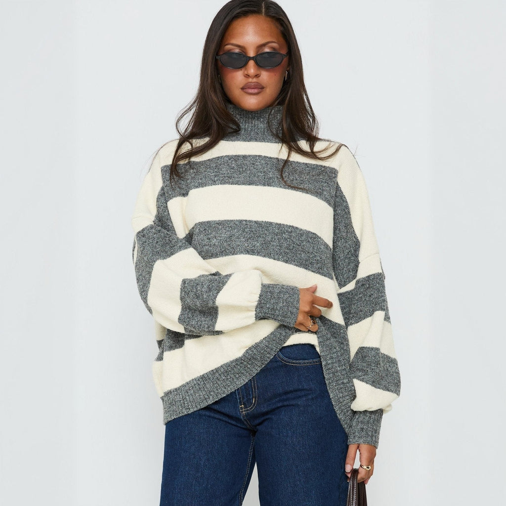 Oversized Striped Knit Jumper for Women | L&S - 5 - London-stylehouse.com