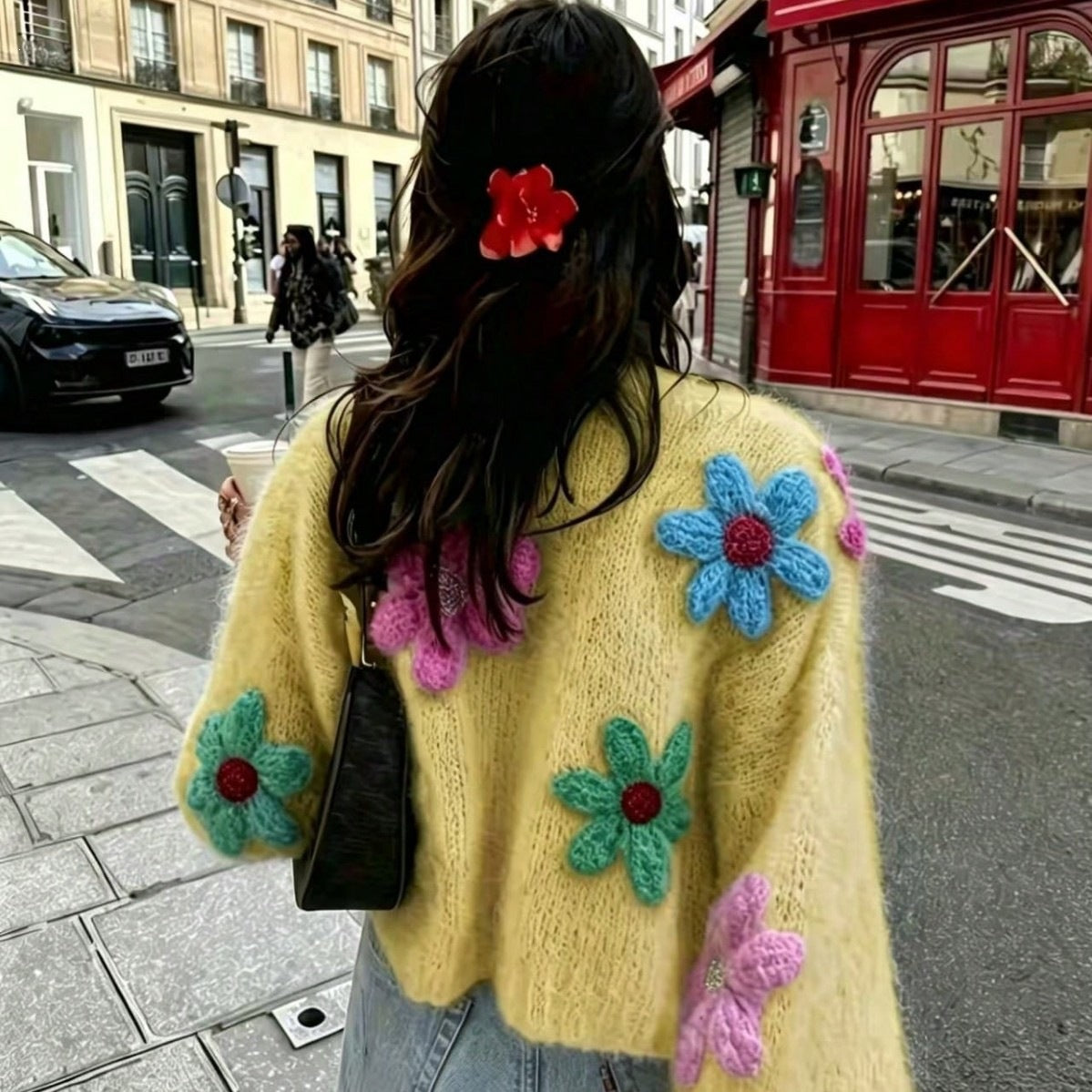 Floral Appliqué Cardigan Women's | Playful Design - 3 - London-stylehouse.com
