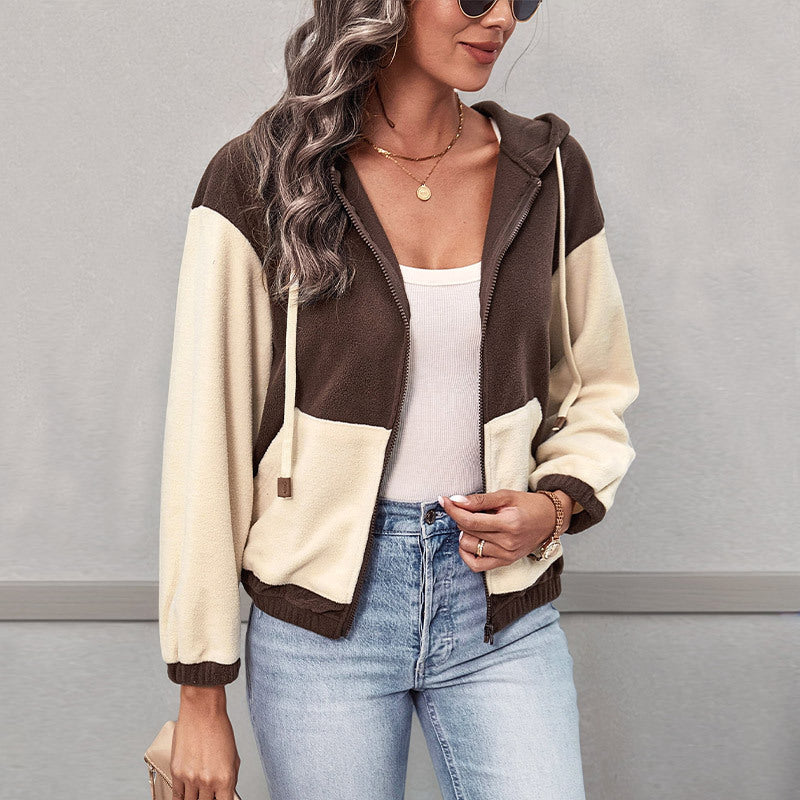 Jacket Women's Relaxed Fit with Hood and Contrast Panels | L&S - 2 - London-stylehouse.com