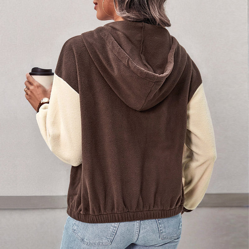 Jacket Women's Relaxed Fit with Hood and Contrast Panels | L&S - 4 - London-stylehouse.com