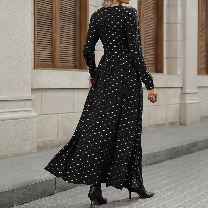 Maxi Dress Women's V-Neckline with Side Slit | L&S - 4 - London-stylehouse.com