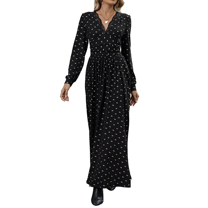 Maxi Dress Women's V-Neckline with Side Slit | L&S - 5 - London-stylehouse.com
