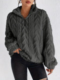Pullover Women's High Neck Cable Knit Jumper with Zip | L&S - 10 - London-stylehouse.com