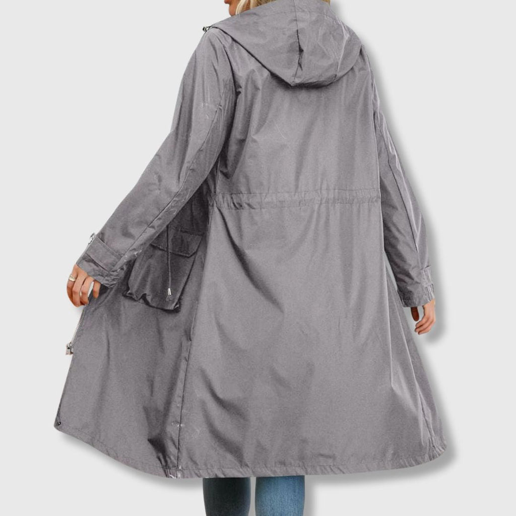 Women's Hooded Long Coat with Functional Pockets | L&S - 1 - London-stylehouse.com