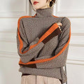 Pullover Women’s Houndstooth Design with Roll Neck | L&S - 1 - London-stylehouse.com