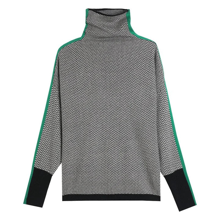 Pullover Women’s Houndstooth Design with Roll Neck | L&S - 4 - London-stylehouse.com