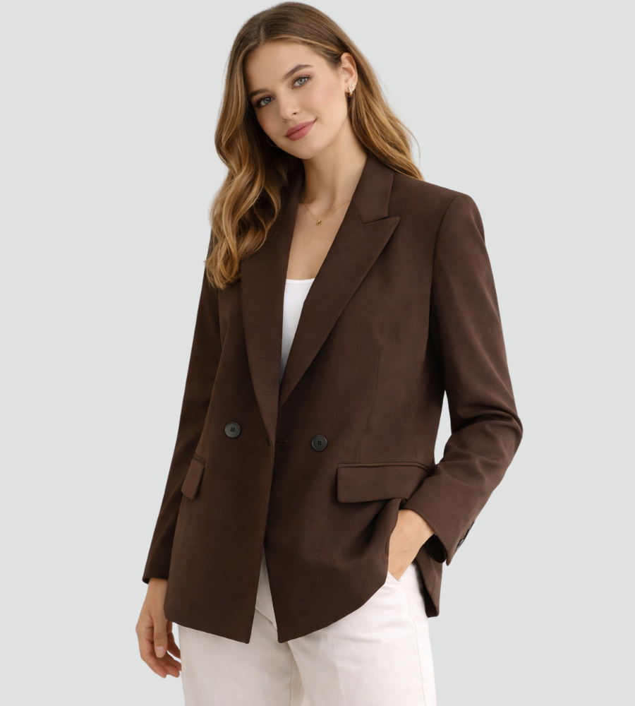 Blazer Women's Tailored Fit with Double-Breasted Front | L&S - 7 - London-stylehouse.com