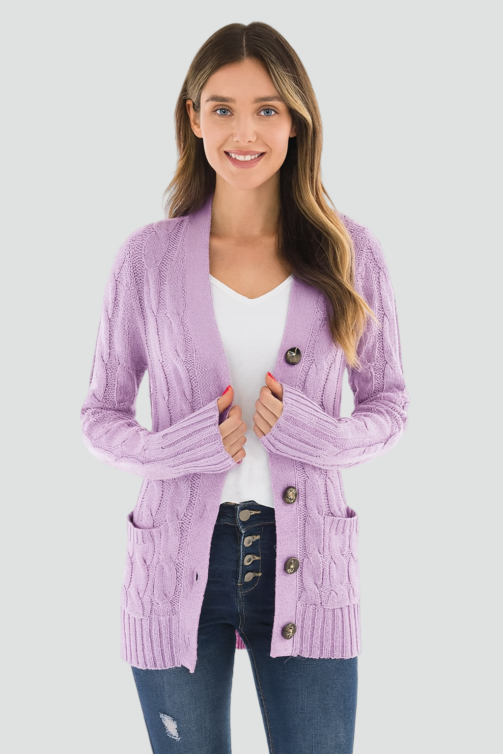 Cardigan Women's Relaxed Fit with Button Fastening and Pockets | L&S - 1 - London-stylehouse.com