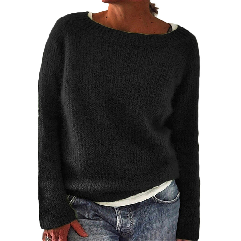 Pullover Women's Relaxed Fit with Wide Neckline + Effortless Comfort | L&S - 2 - London-stylehouse.com