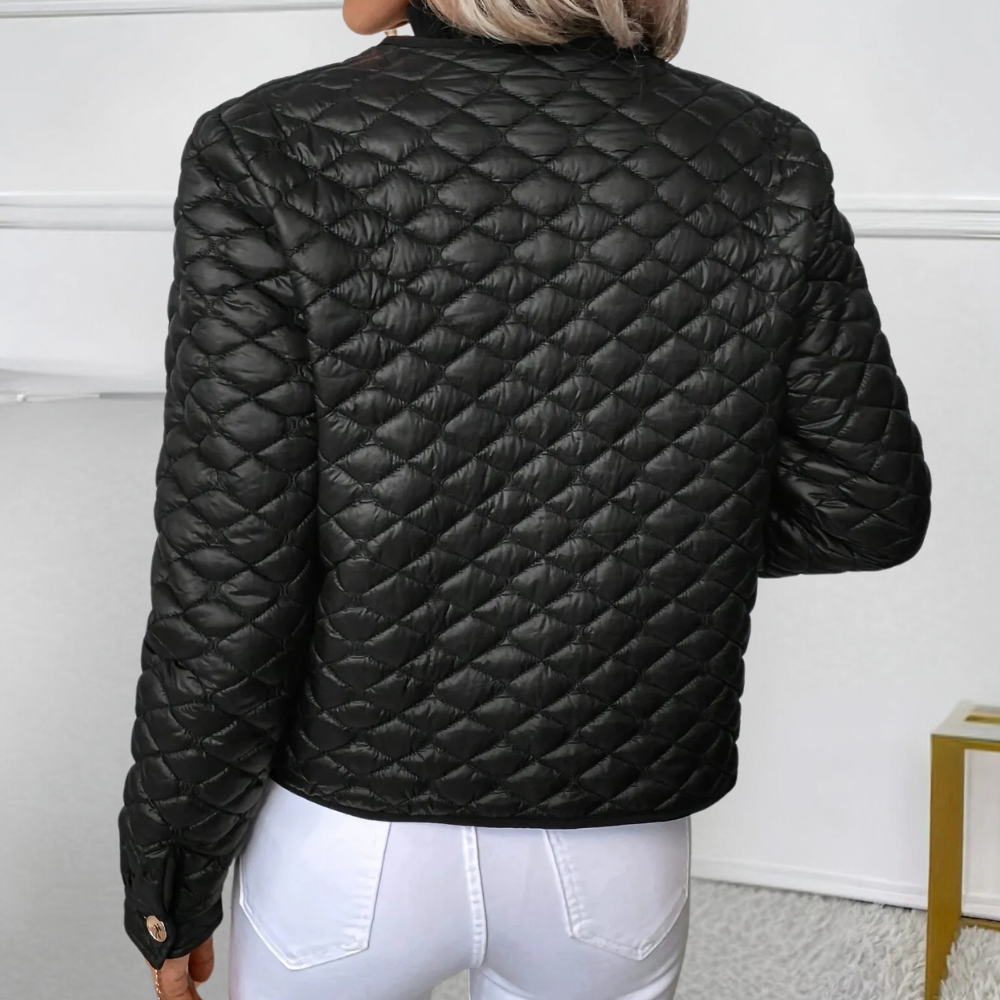 Women's Quilted Jacket - Relaxed Fit with Decorative Buttons | L&S - 2 - London-stylehouse.com