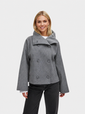 Women's Double-Breasted Jacket with Broad Collar and Bell Sleeves | L&S - 1 - London-stylehouse.com