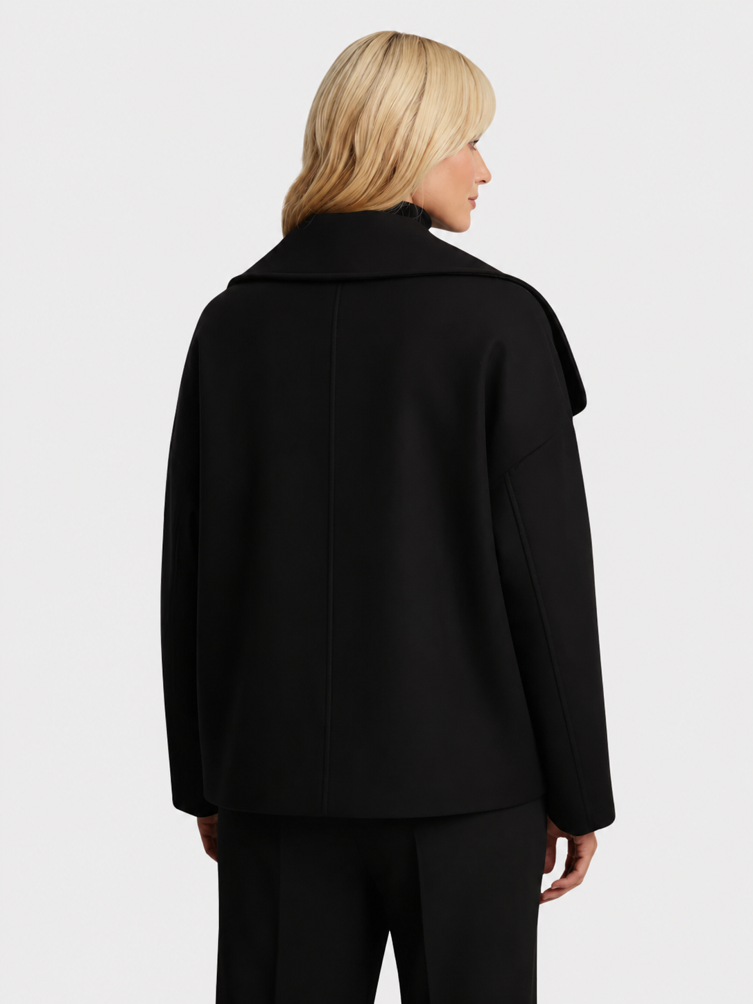 Women's Double-Breasted Jacket with Broad Collar and Bell Sleeves | L&S - 8 - London-stylehouse.com