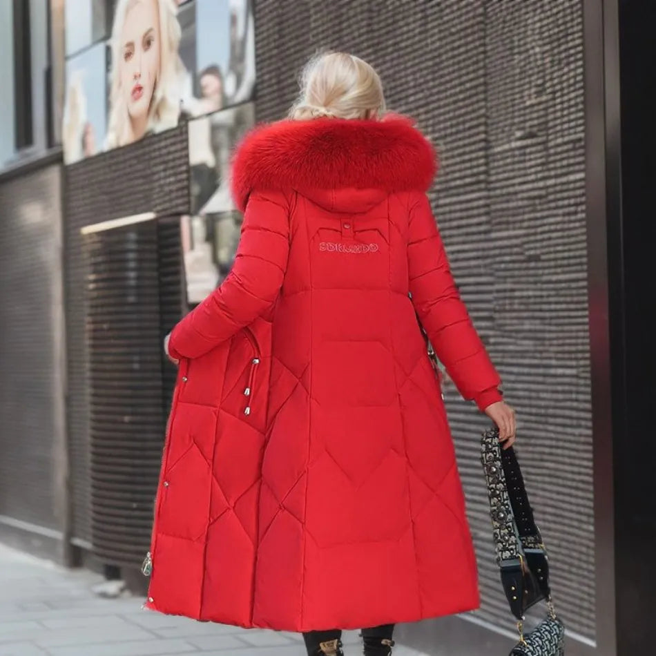 Coat Women's Long Insulated Design with Faux Fur Hood | L&S - 4 - London-stylehouse.com