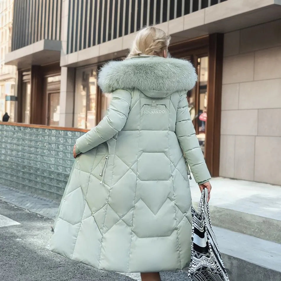 Coat Women's Long Insulated Design with Faux Fur Hood | L&S - 10 - London-stylehouse.com