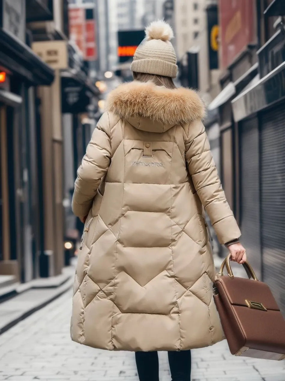 Coat Women's Long Insulated Design with Faux Fur Hood | L&S - 15 - London-stylehouse.com