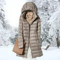 Women's Hooded Mid-Length Puffer Coat with Zipper | L&S - 1 - London-stylehouse.com