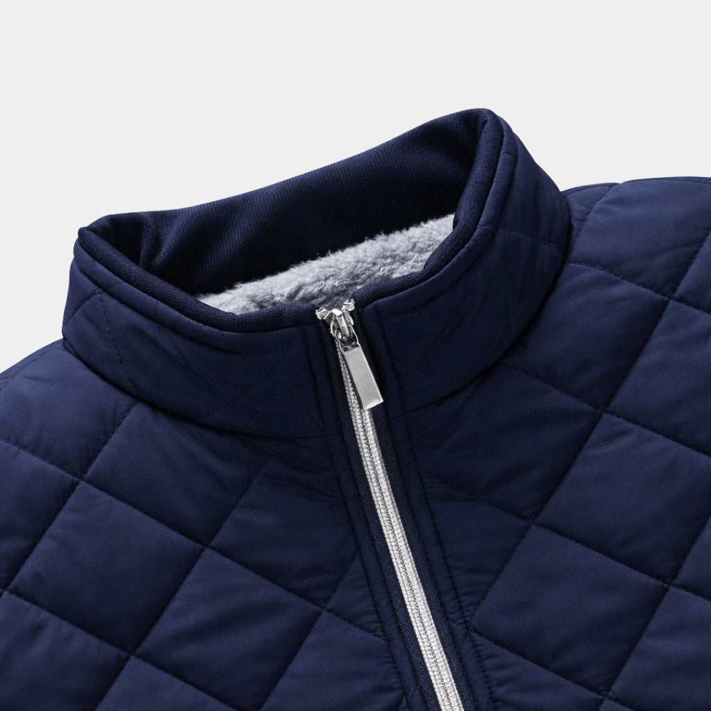 Men's Quilted Jacket with Stand Collar and Zipped Pockets | L&S - 5 - London-stylehouse.com