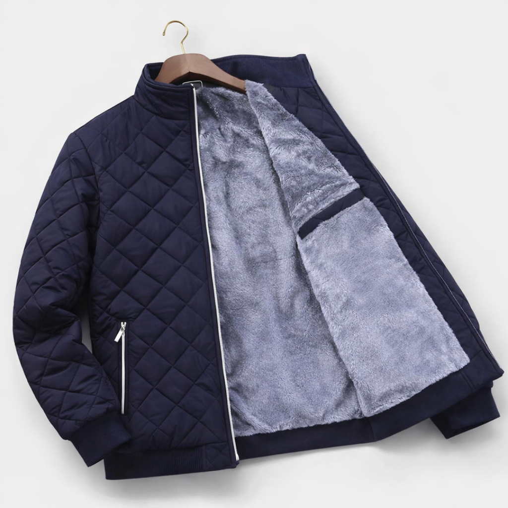 Men's Quilted Jacket with Stand Collar and Functional Pockets | L&S - 4 - London-stylehouse.com