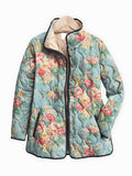 Women's Floral Quilted Jacket with Snap Closure | L&S - 1 - London-stylehouse.com