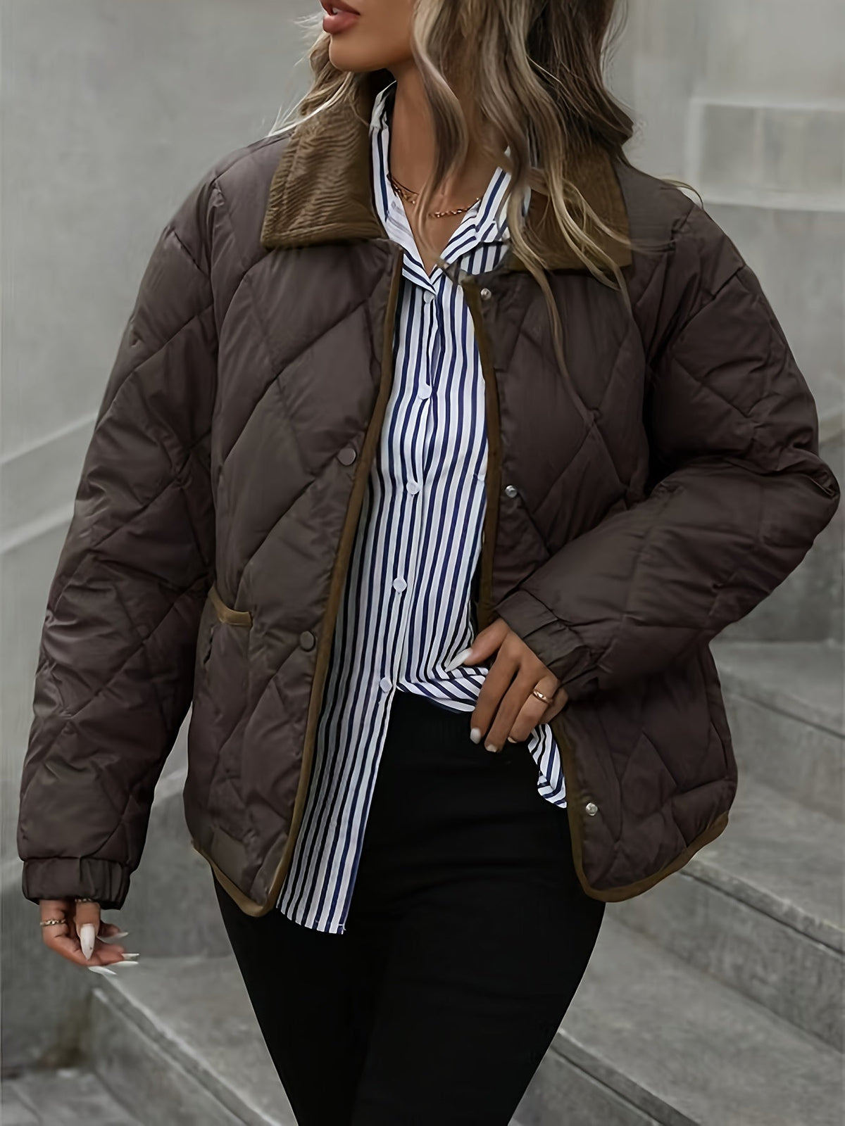 Quilted Women's Jacket with Functional Pockets | L&S - 5 - London-stylehouse.com