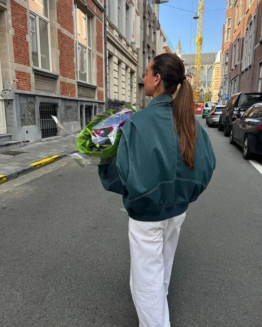 Women's Oversized Jacket with Statement Sleeves | L&S - 6 - London-stylehouse.com