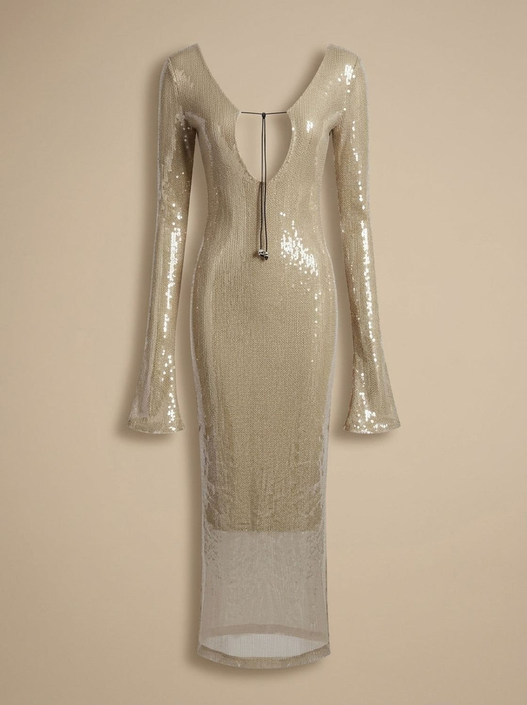 Women's Midi Dress with V-Neck and Flared Sleeves | L&S - 12 - London-stylehouse.com