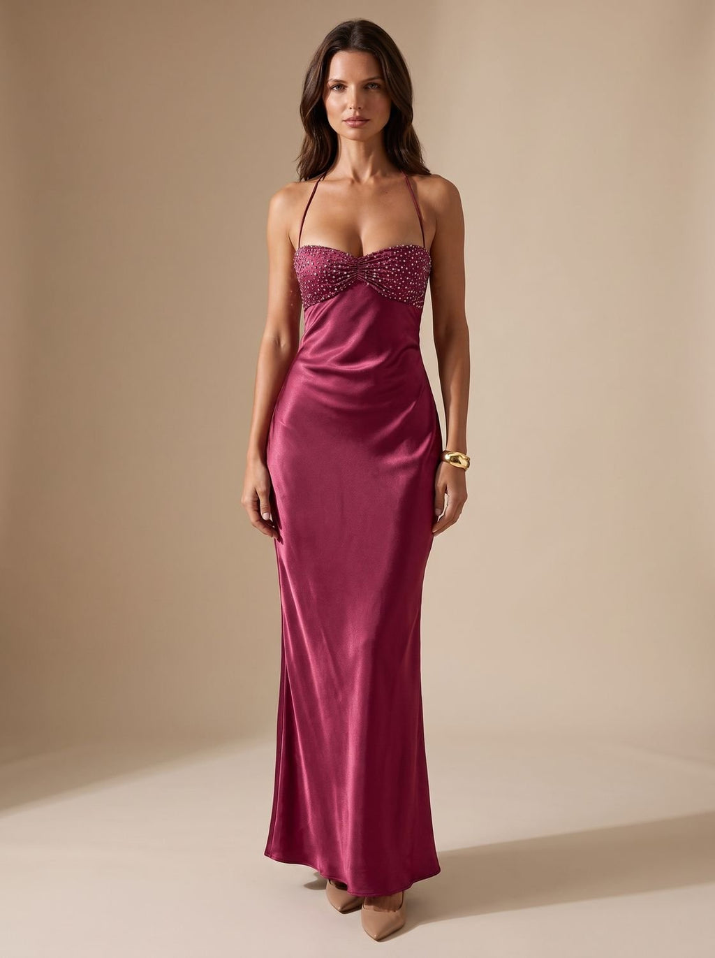 Maxi Dress Women's Halterneck Design with Elegant Back | L&S - 1 - London-stylehouse.com