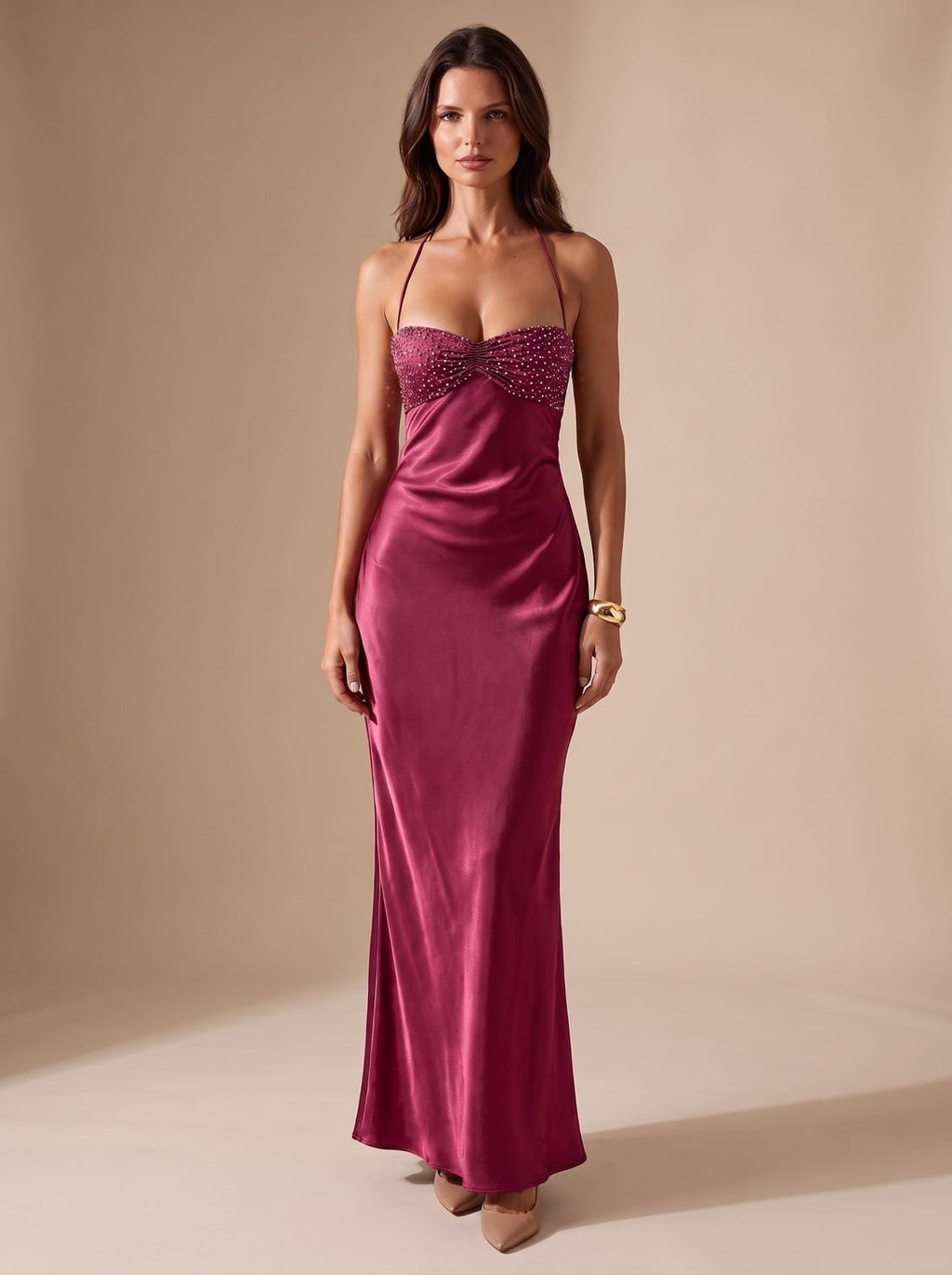 Maxi Dress Women's Halterneck Design with Elegant Back | L&S - 4 - London-stylehouse.com