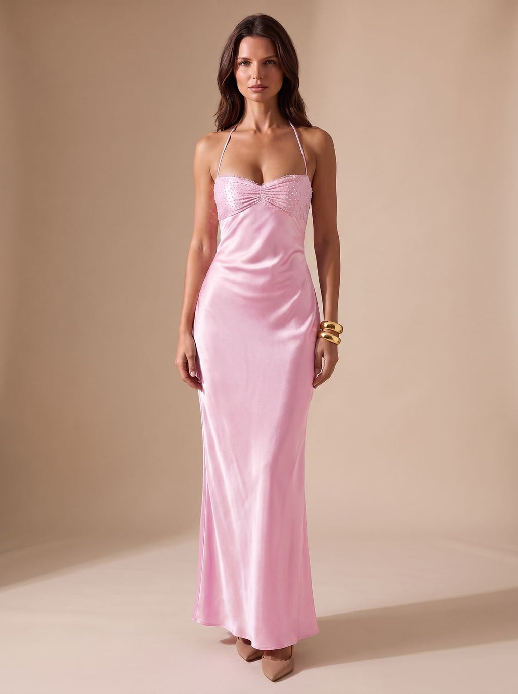 Maxi Dress Women's Halterneck Design with Elegant Back | L&S - 8 - London-stylehouse.com