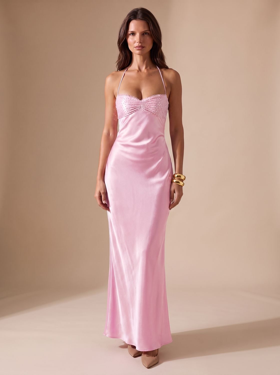Maxi Dress Women's Halterneck Design with Elegant Back | L&S - 8 - London-stylehouse.com