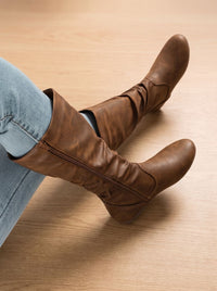 Women's Slouch Boots with Side Zip Closure | L&S - 1 - London-stylehouse.com