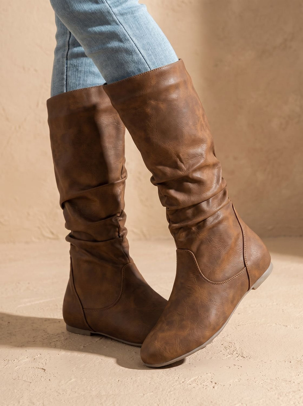 Women's Slouch Boots with Side Zip Closure | L&S - 2 - London-stylehouse.com