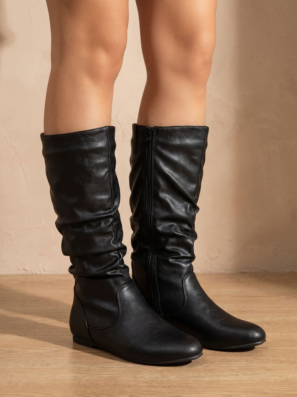 Women's Slouch Boots with Side Zip Closure | L&S - 7 - London-stylehouse.com
