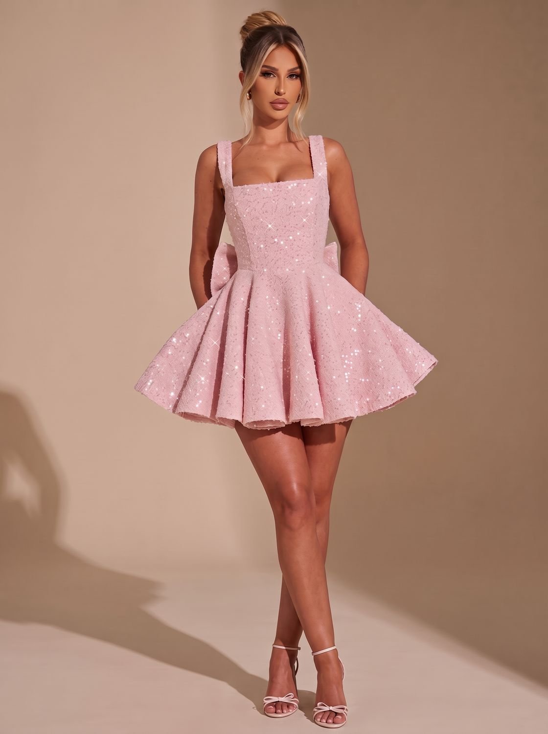 Flared Women's Dress with Bow Detail | L&S - 2 - London-stylehouse.com