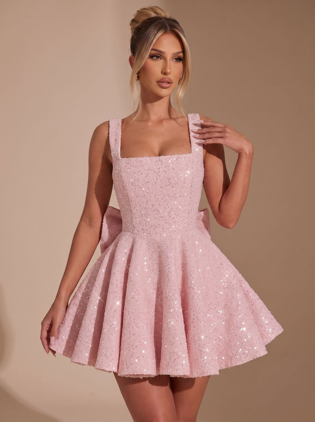 Flared Women's Dress with Bow Detail | L&S - 6 - London-stylehouse.com