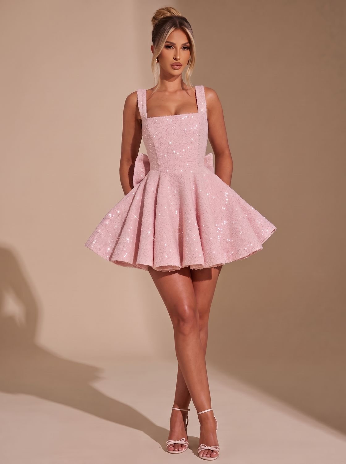 Flared Women's Dress with Bow Detail | L&S - 8 - London-stylehouse.com