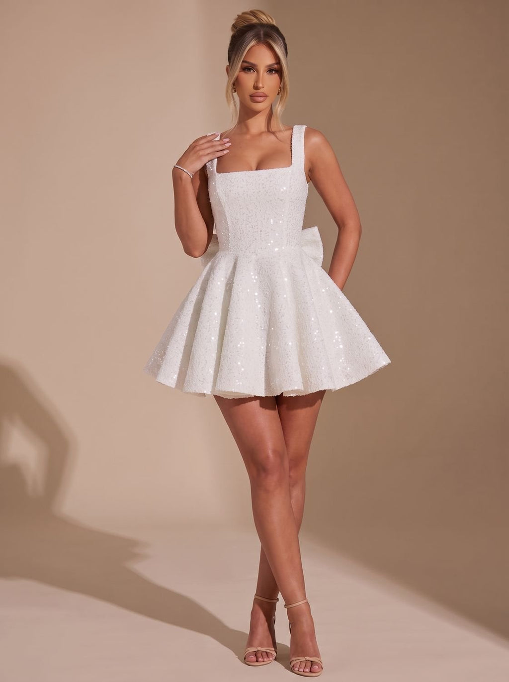 Flared Women's Dress with Bow Detail | L&S - 12 - London-stylehouse.com