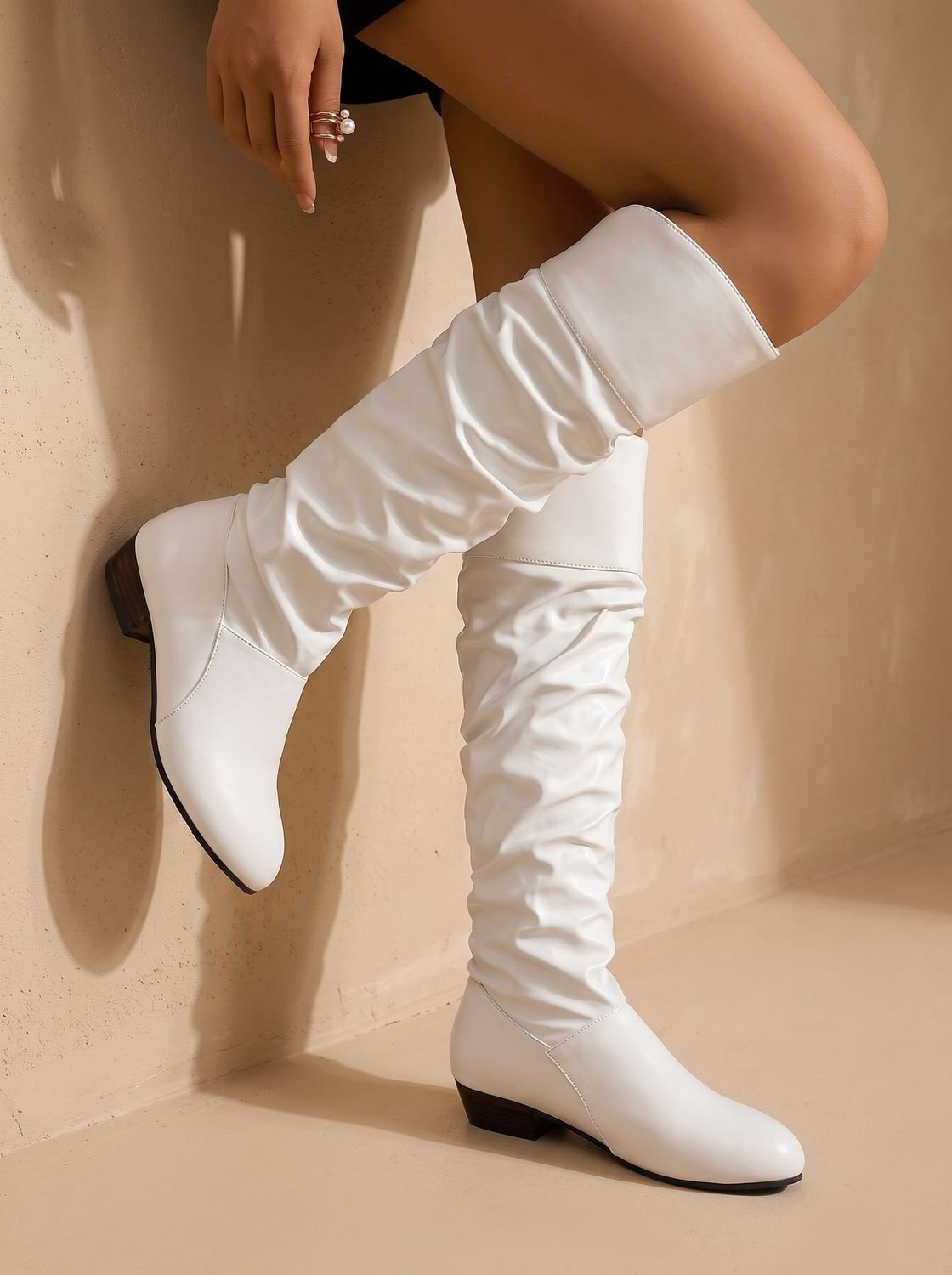 Knee-High Boots Women's Slouchy Design with Low Block Heel | L&S - 9 - London-stylehouse.com