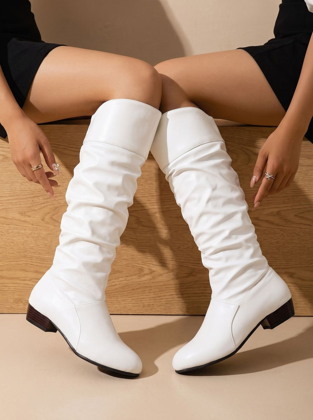 Knee-High Boots Women's Slouchy Design with Low Block Heel | L&S - 10 - London-stylehouse.com