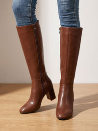 Women's Block Heel Knee-High Boots with Zip Closure | L&S - 1 - London-stylehouse.com