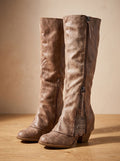 Block Heel Knee-High Boots Women's with Chic Side Zip | L&S - 1 - London-stylehouse.com