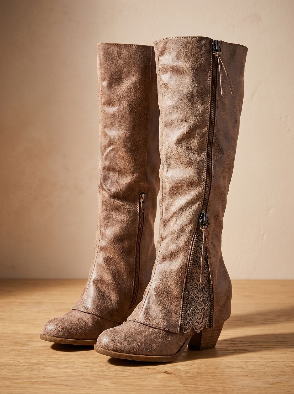 Block Heel Knee-High Boots Women's with Chic Side Zip | L&S - 1 - London-stylehouse.com