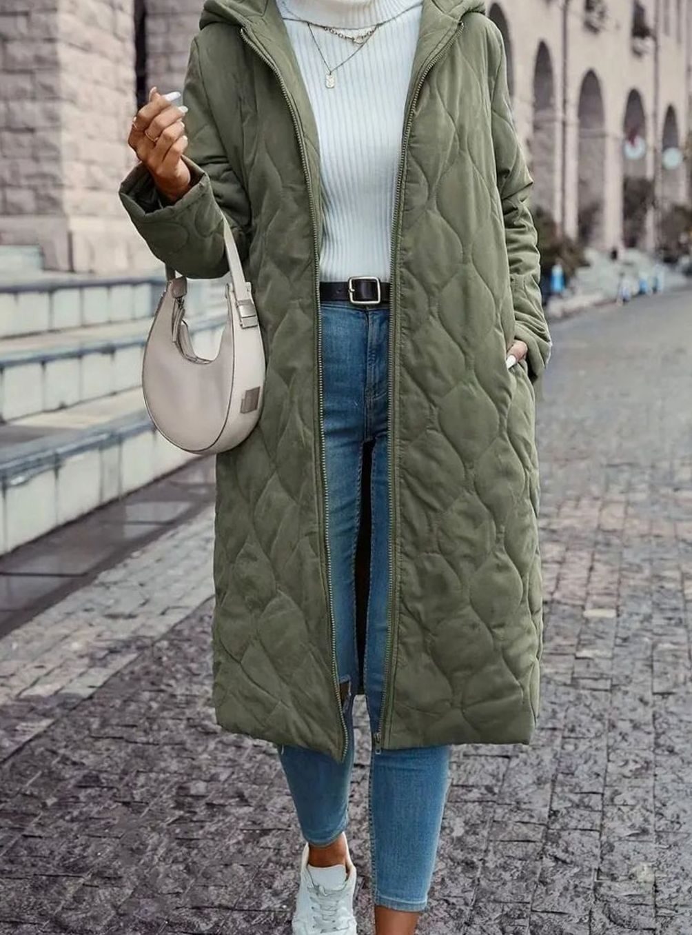 Coat Women Longline Quilted with Hood | L&S - 2 - London-stylehouse.com