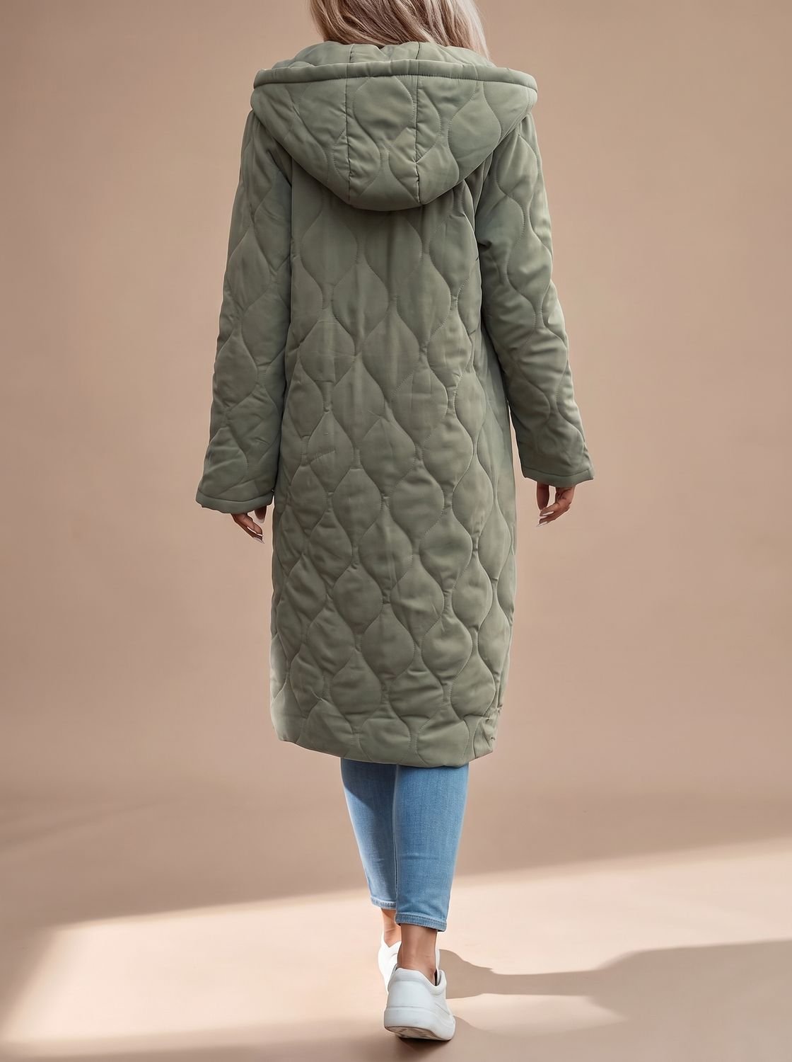 Coat Women Longline Quilted with Hood | L&S - 5 - London-stylehouse.com