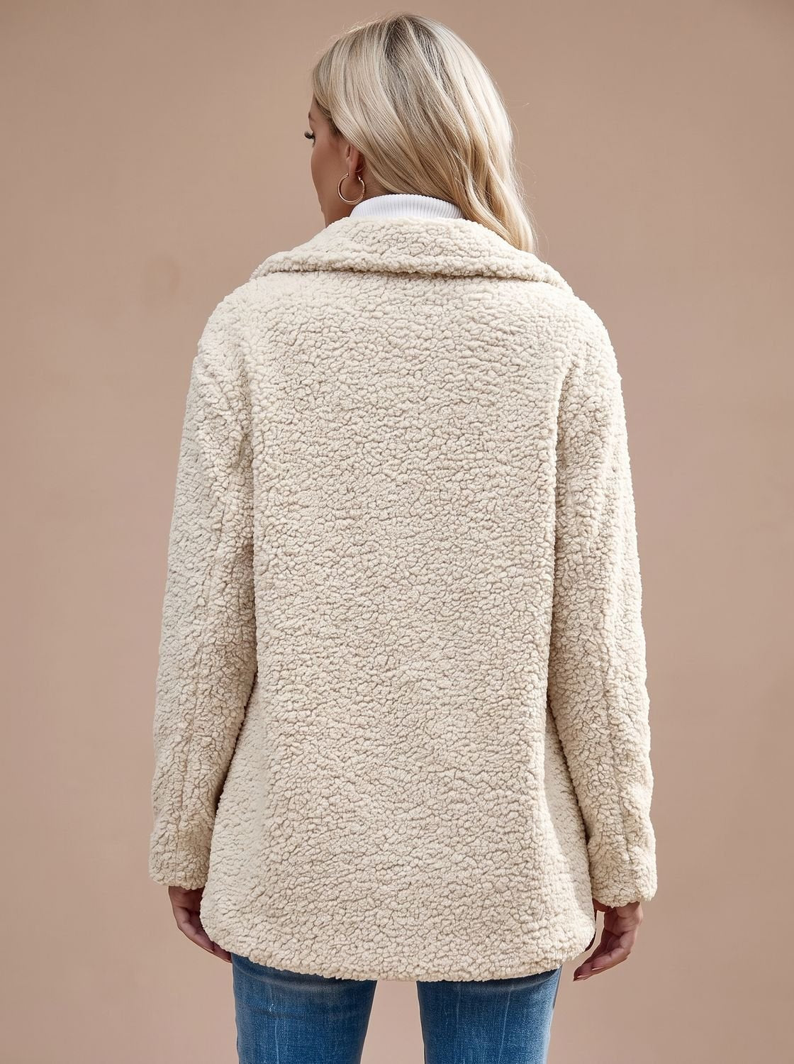 Women's Oversized Jacket with Double-Breasted Front and Relaxed Fit - 6 - London-stylehouse.com