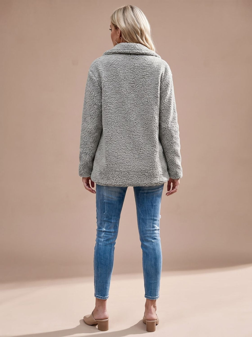 Women's Oversized Jacket with Double-Breasted Front and Relaxed Fit - 7 - London-stylehouse.com