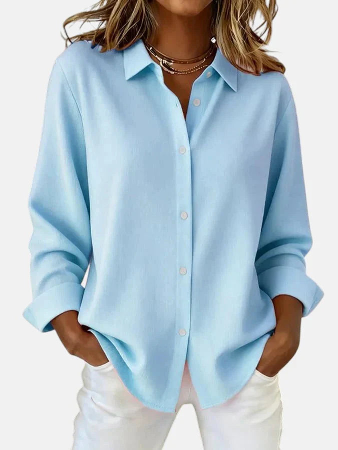 Women's Blouse with Classic Collar and Relaxed Fit - 5 - London-stylehouse.com