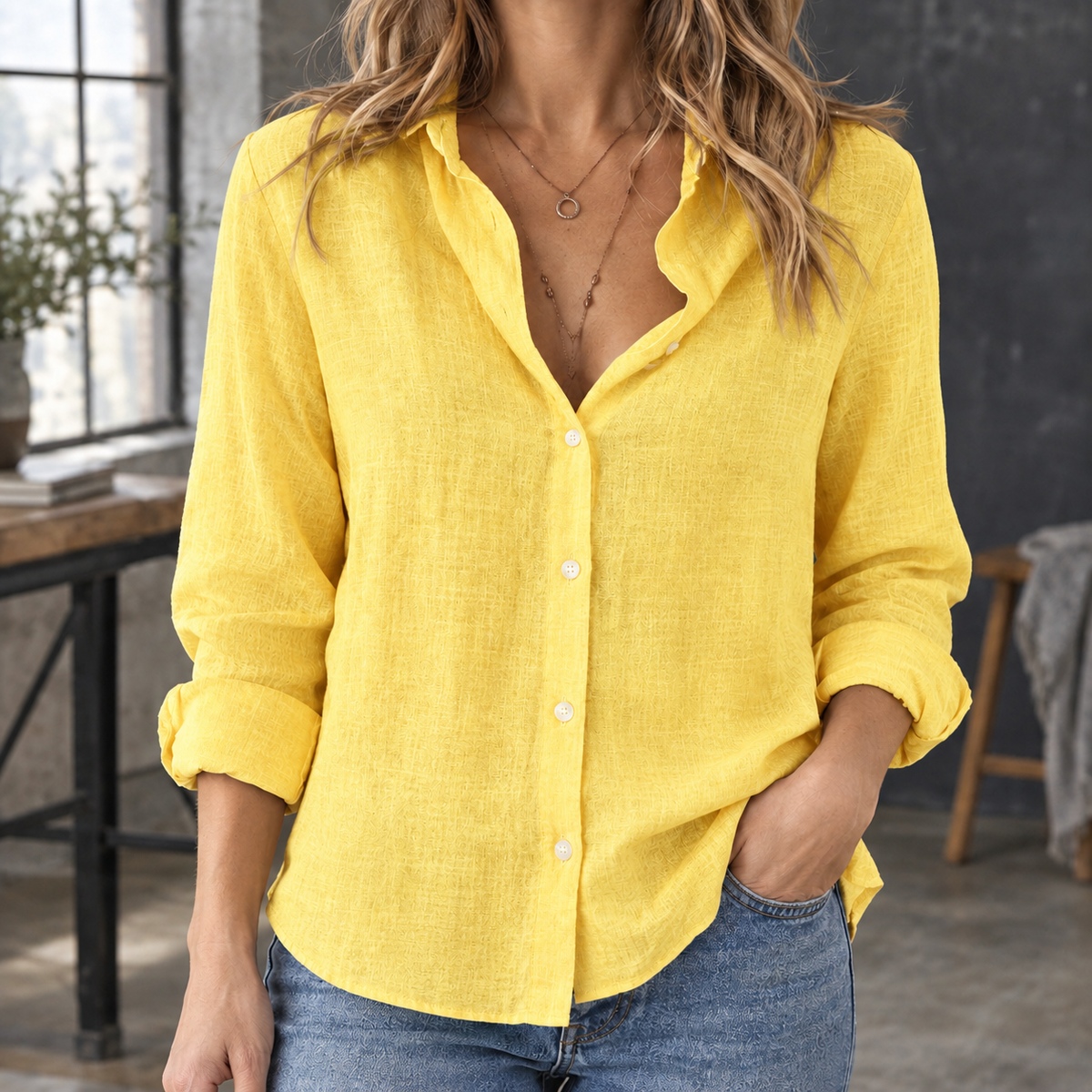 Women's Casual Fit Shirt with Classic Collar and Relaxed Silhouette - 5 - London-stylehouse.com